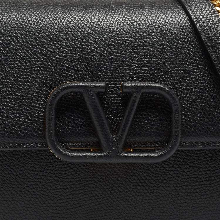 Pre Owned Valentino Black Leather Small VSling Shoulder Bag