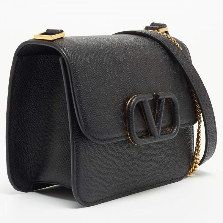 Pre Owned Valentino Black Leather Small VSling Shoulder Bag