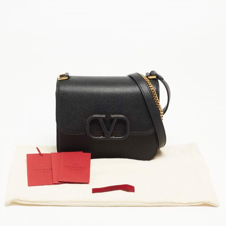 Pre Owned Valentino Black Leather Small VSling Shoulder Bag