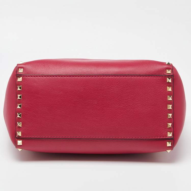 Pre Owned Valentino Pink Leather Rockstud Trapeze Tote