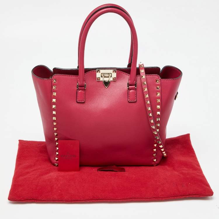 Pre Owned Valentino Pink Leather Rockstud Trapeze Tote