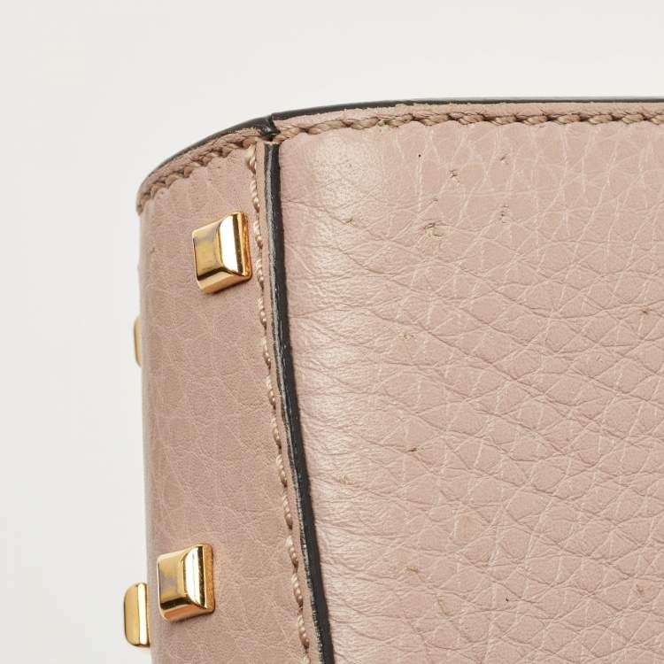 Pre Owned Valentino Beige Leather My Rockstud Top Handle Bag