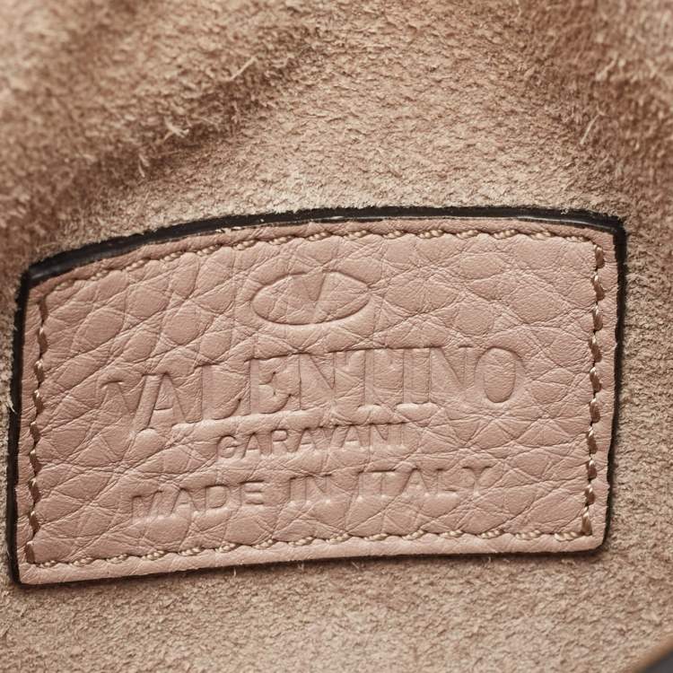 Pre Owned Valentino Beige Leather My Rockstud Top Handle Bag