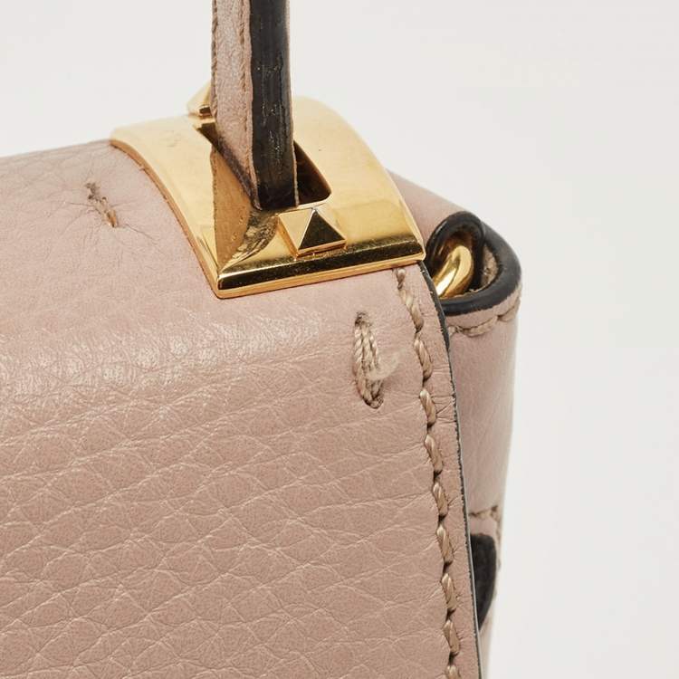 Pre Owned Valentino Beige Leather My Rockstud Top Handle Bag