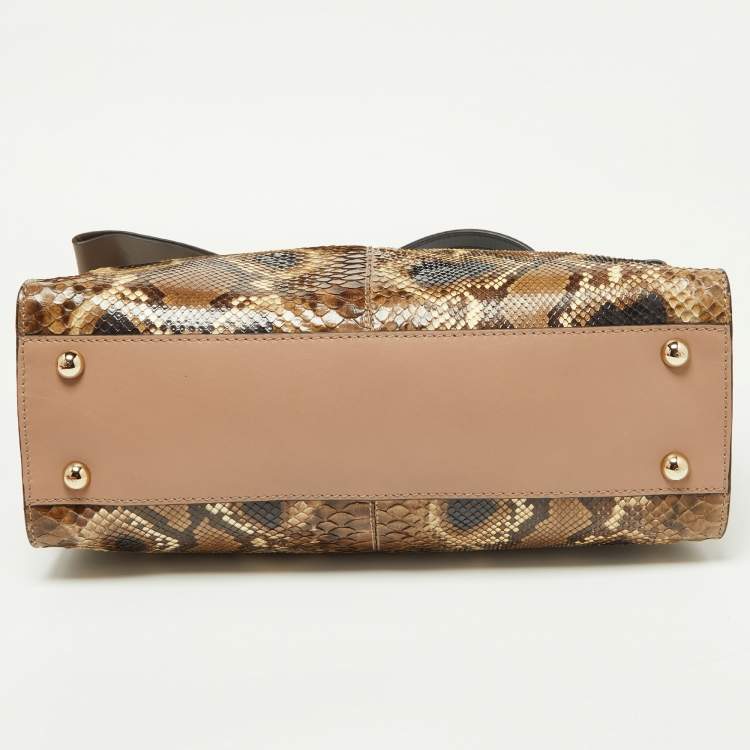 Pre Owned Valentino Beige Python and Leather Aphrodite Bow Bag