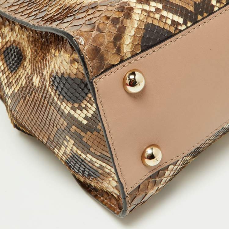 Pre Owned Valentino Beige Python and Leather Aphrodite Bow Bag