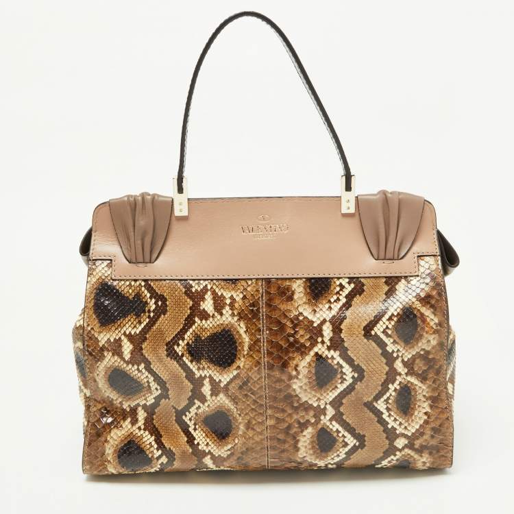 Pre Owned Valentino Beige Python and Leather Aphrodite Bow Bag