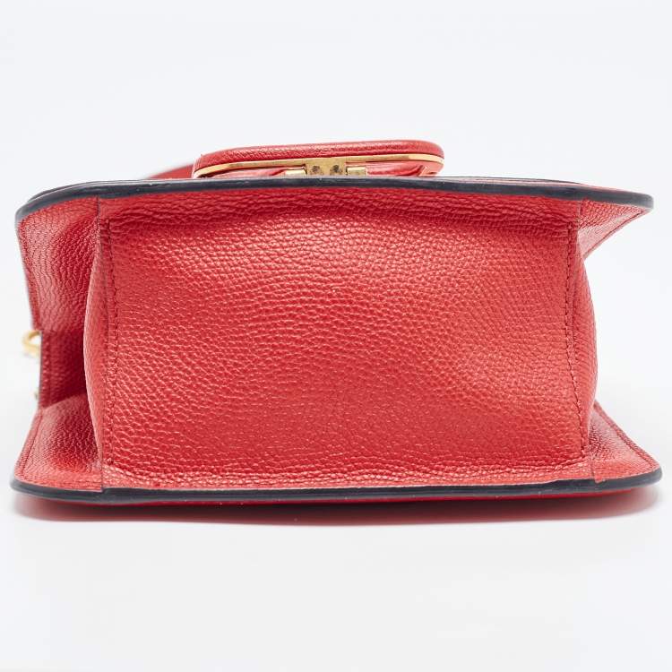 Pre Owned Valentino Red Leather Small VSling Shoulder Bag