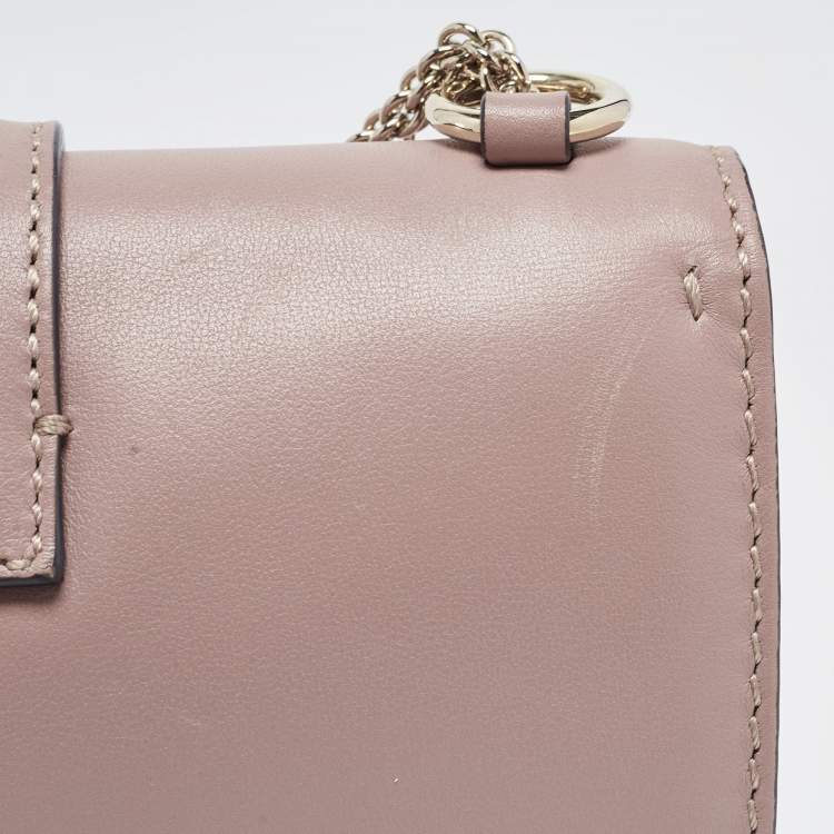 Pre Owned Valentino Old Rose Leather Small Rockstud Glam Lock Flap Bag