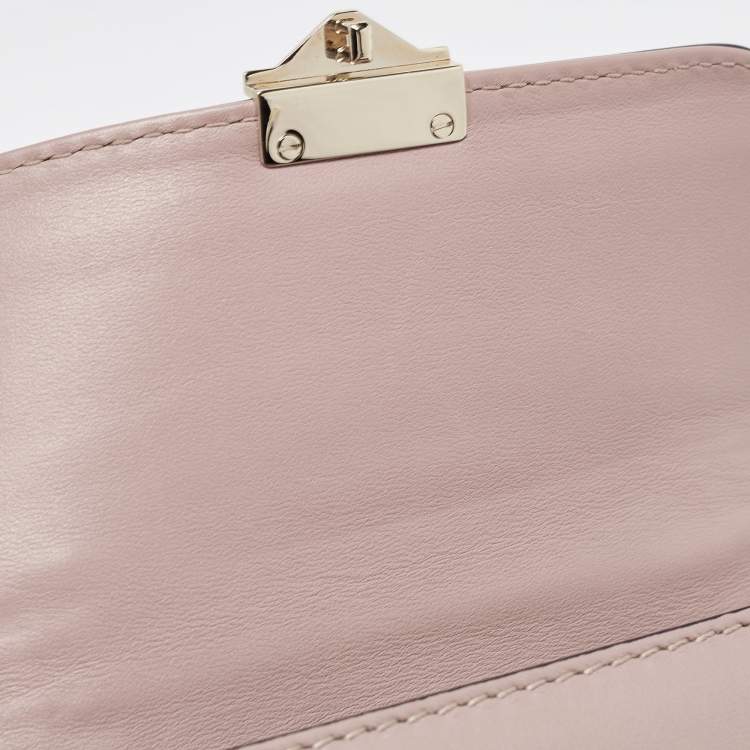 Pre Owned Valentino Old Rose Leather Small Rockstud Glam Lock Flap Bag