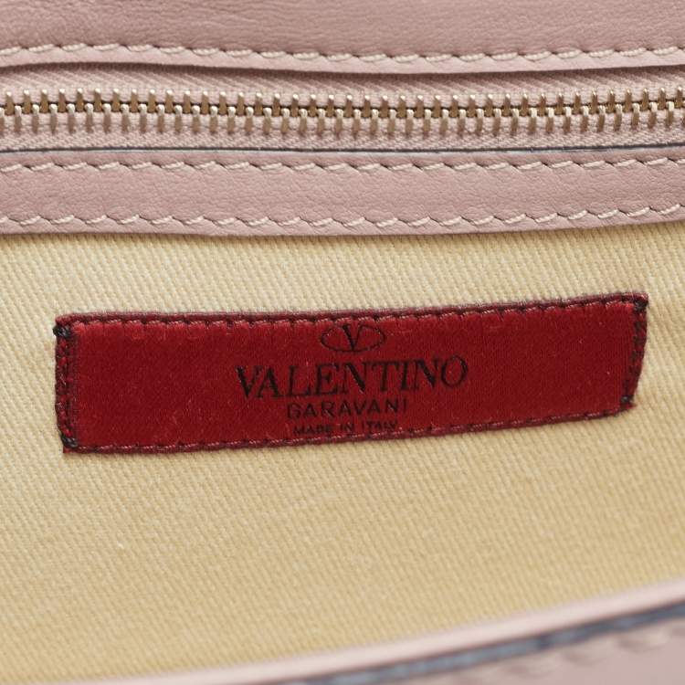 Pre Owned Valentino Old Rose Leather Small Rockstud Glam Lock Flap Bag