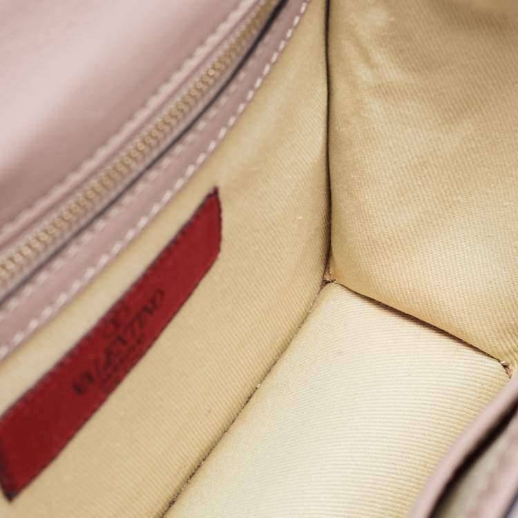 Pre Owned Valentino Old Rose Leather Small Rockstud Glam Lock Flap Bag