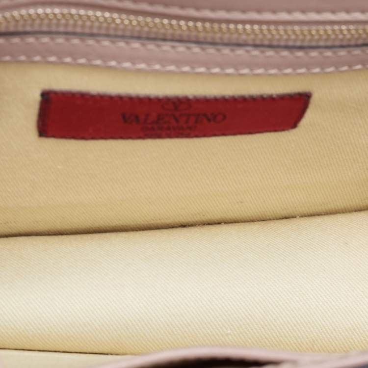Pre Owned Valentino Old Rose Leather Small Rockstud Glam Lock Flap Bag