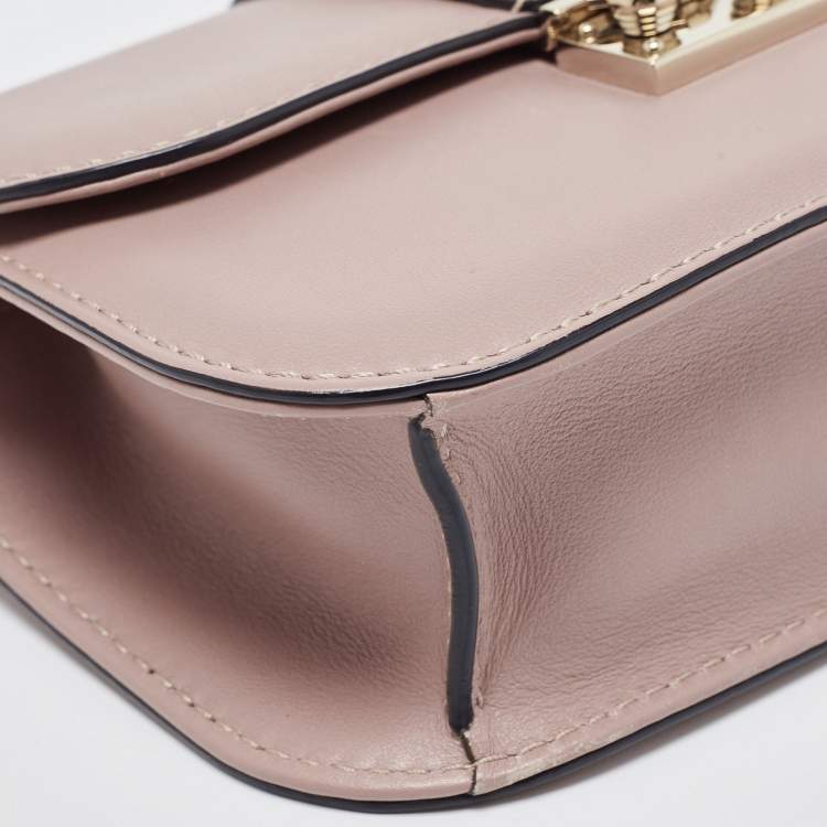 Pre Owned Valentino Old Rose Leather Small Rockstud Glam Lock Flap Bag