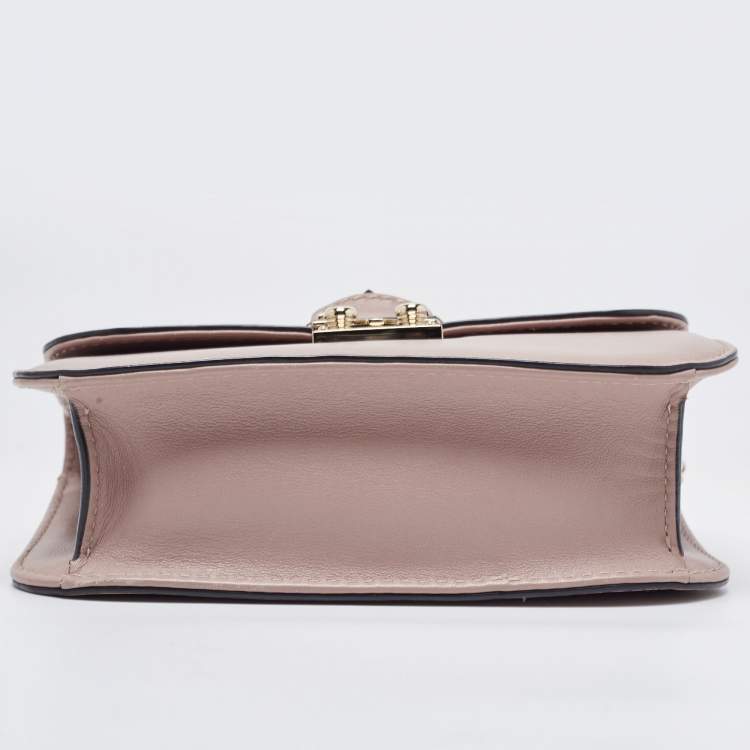 Pre Owned Valentino Old Rose Leather Small Rockstud Glam Lock Flap Bag