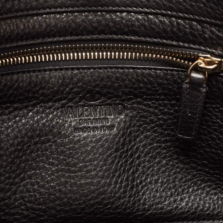 Pre Owned Valentino Black Leather Small Rockstud Trapeze Tote