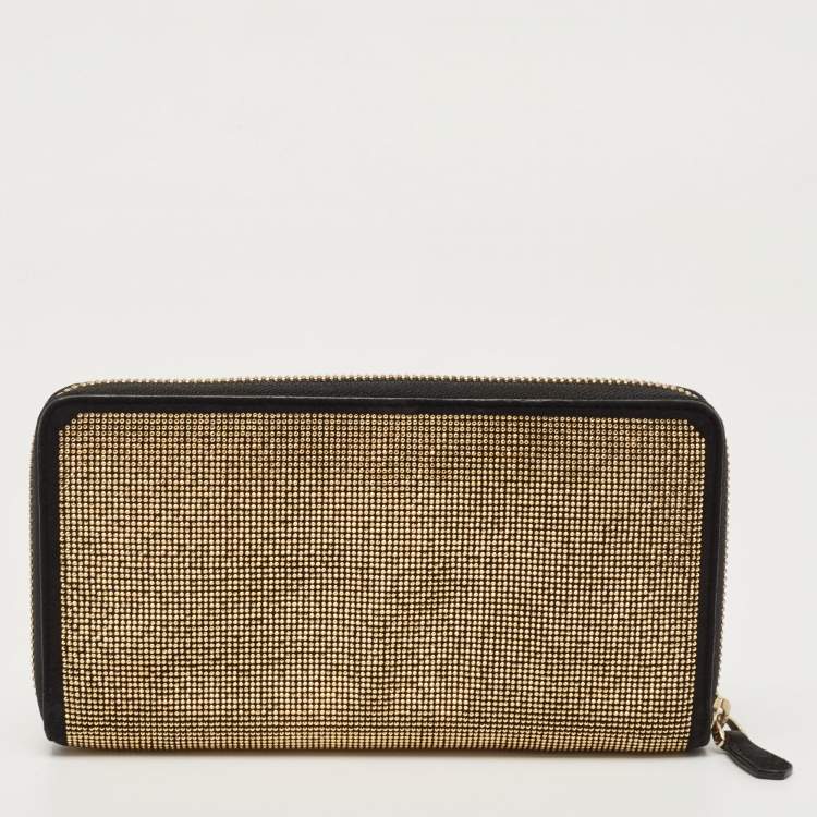 Pre Owned Valentino Black Suede and Studded Embellished Zip Around Continental Wallet
