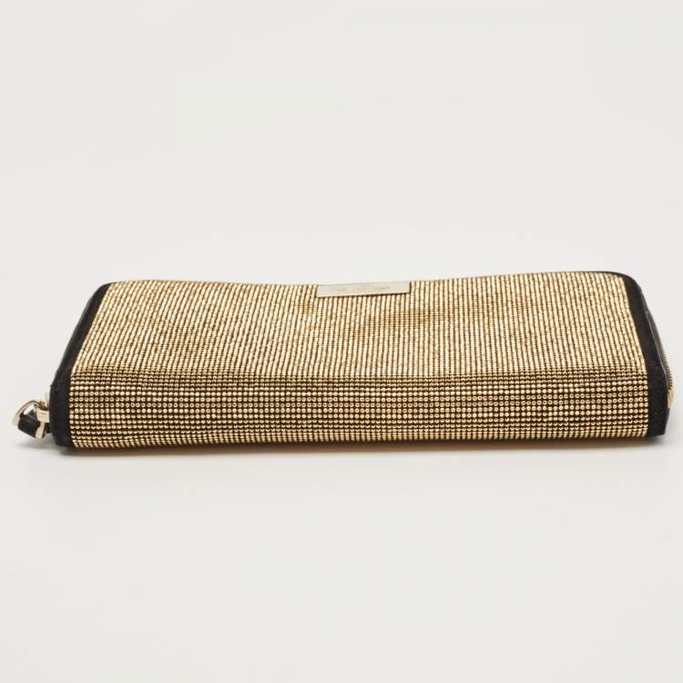 Pre Owned Valentino Black Suede and Studded Embellished Zip Around Continental Wallet