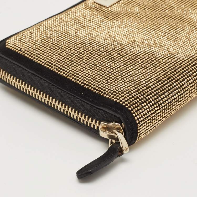 Pre Owned Valentino Black Suede and Studded Embellished Zip Around Continental Wallet