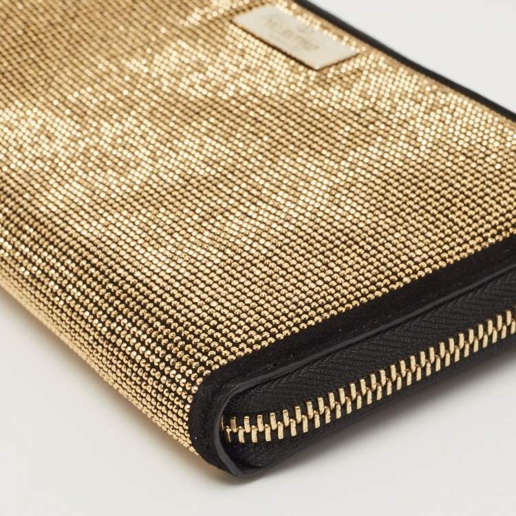 Pre Owned Valentino Black Suede and Studded Embellished Zip Around Continental Wallet