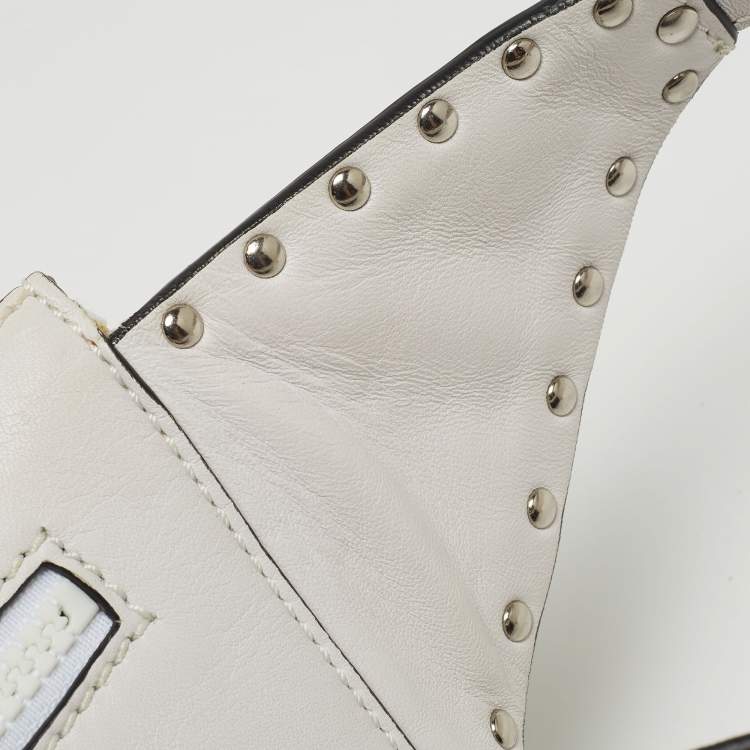Pre Owned Valentino White Leather Rockstud Spike Belt Bag