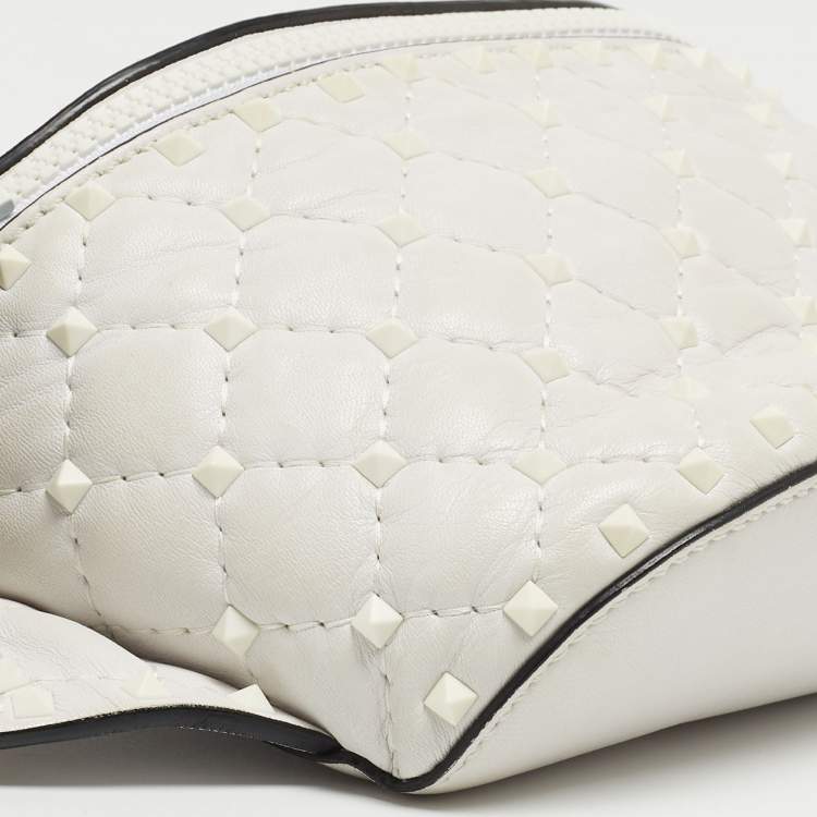 Pre Owned Valentino White Leather Rockstud Spike Belt Bag