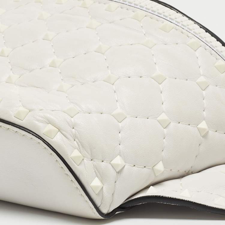 Pre Owned Valentino White Leather Rockstud Spike Belt Bag