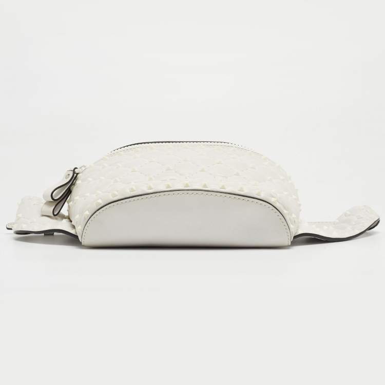 Pre Owned Valentino White Leather Rockstud Spike Belt Bag