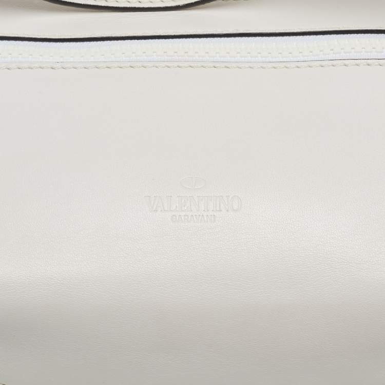 Pre Owned Valentino White Leather Rockstud Spike Belt Bag