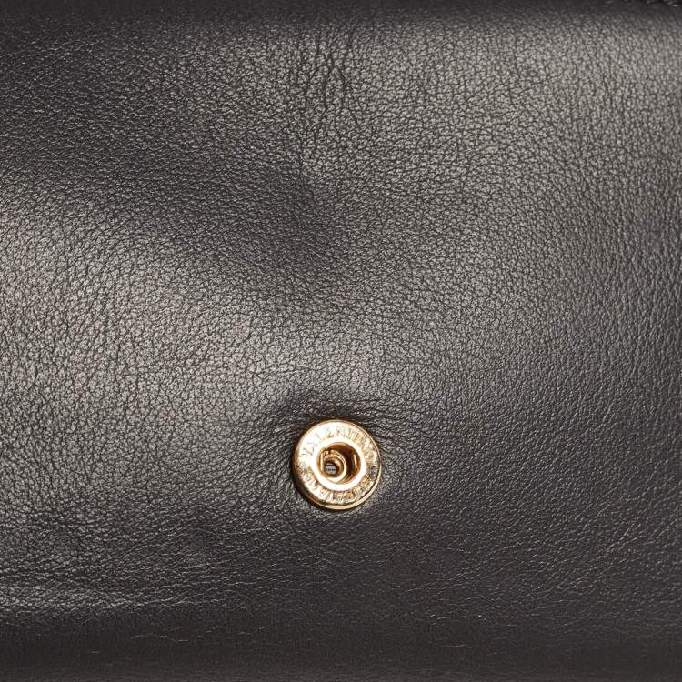 Pre Owned Valentino Black Leather Rockstud Wallet on Chain