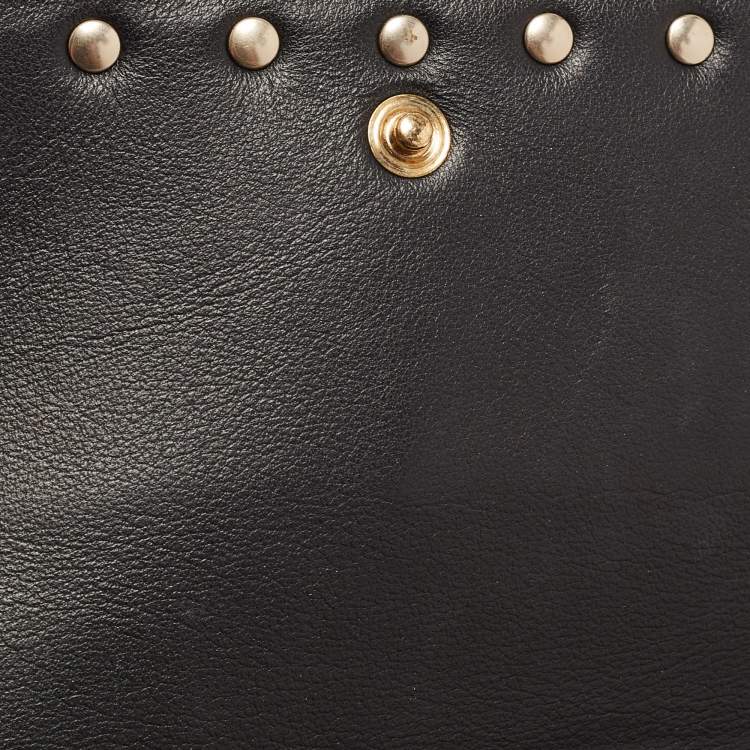 Pre Owned Valentino Black Leather Rockstud Wallet on Chain