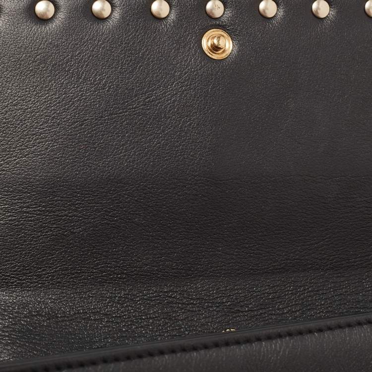 Pre Owned Valentino Black Leather Rockstud Wallet on Chain
