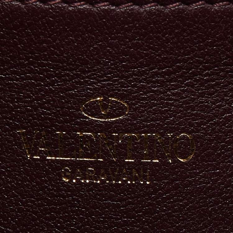 Pre Owned Valentino Dark Purple Leather Rockstud Phone Case Chain Bag