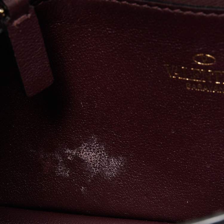 Pre Owned Valentino Dark Purple Leather Rockstud Phone Case Chain Bag