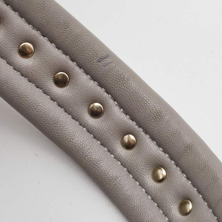Pre Owned Valentino Grey Quilted Leather Medium Candystud Top Handle Bag