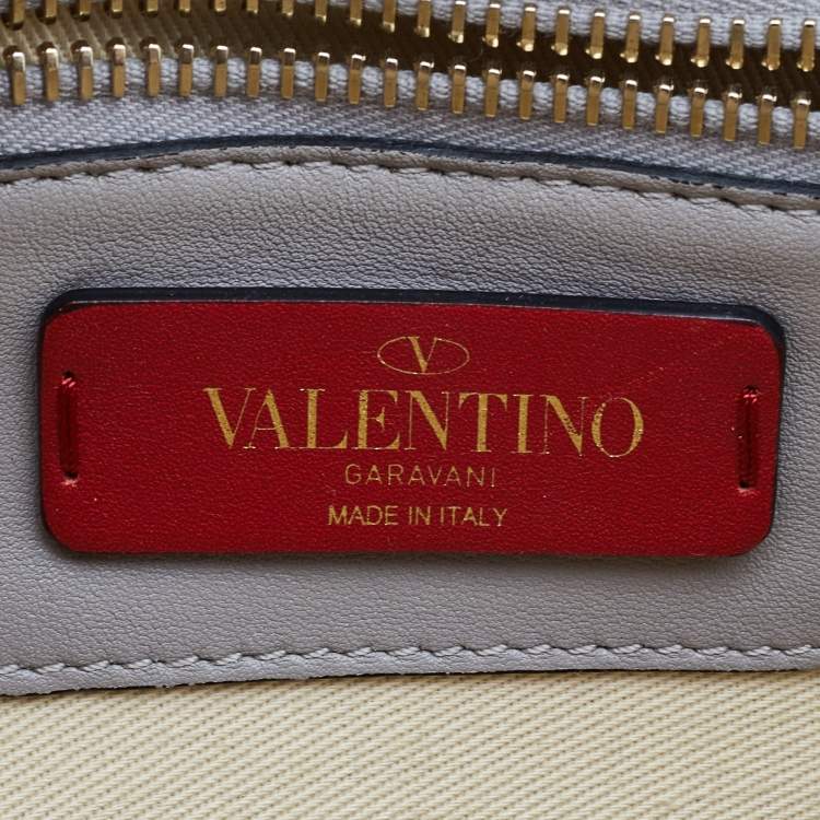 Pre Owned Valentino Grey Quilted Leather Medium Candystud Top Handle Bag