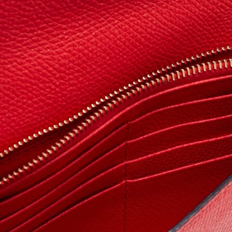 Pre Owned Valentino Red Leather VLogo Chain Wallet