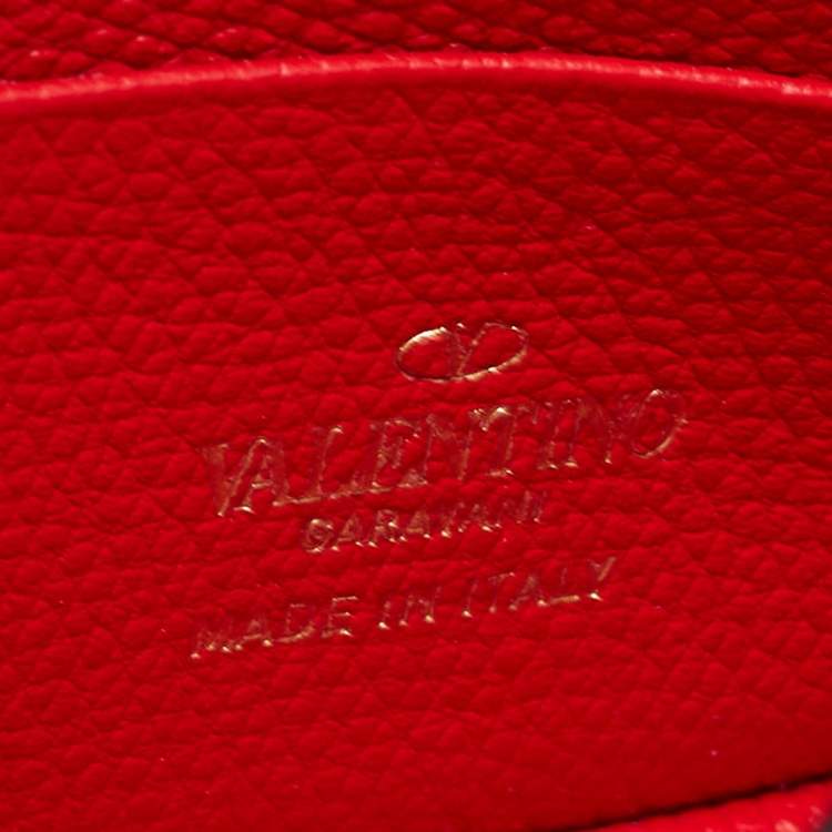 Pre Owned Valentino Red Leather VLogo Chain Wallet