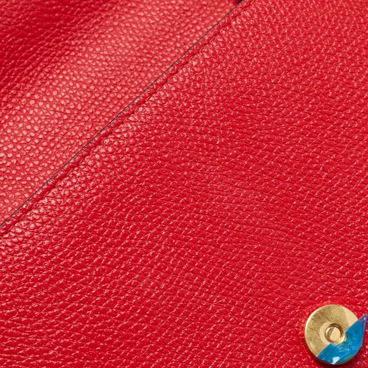 Pre Owned Valentino Red Leather VLogo Chain Wallet