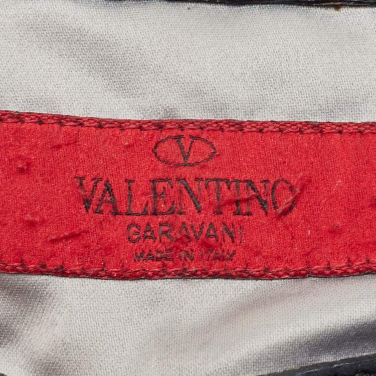 Pre Owned Valentino Black Leather VLogo Crystals Embellished Hobo
