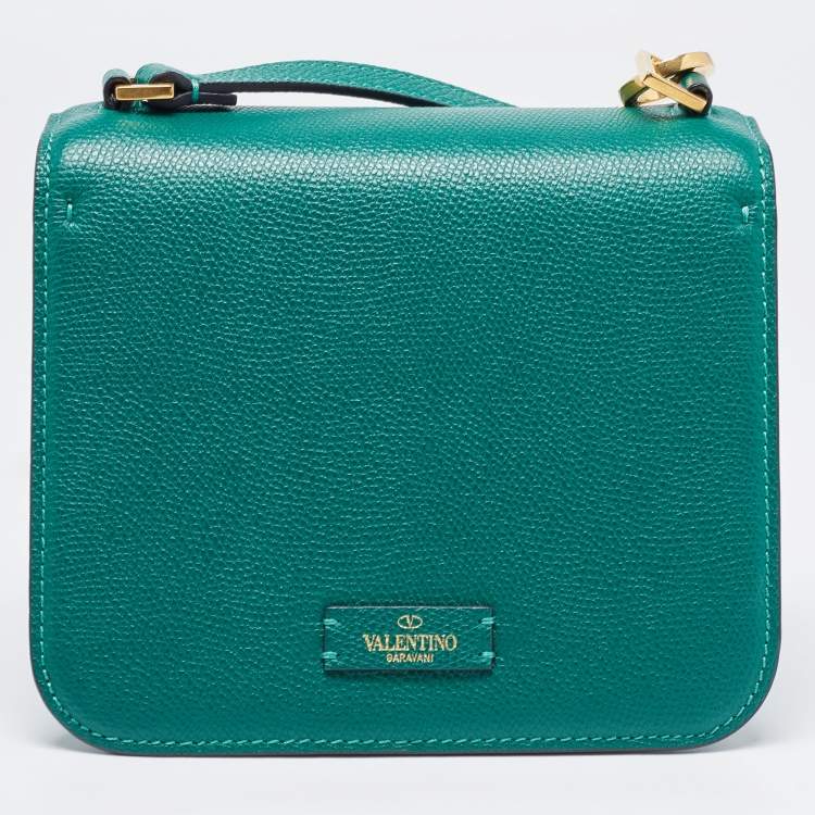 Pre Owned Valentino Green Leather VSling Shoulder Bag