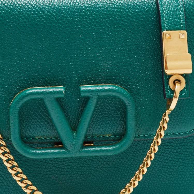 Pre Owned Valentino Green Leather VSling Shoulder Bag
