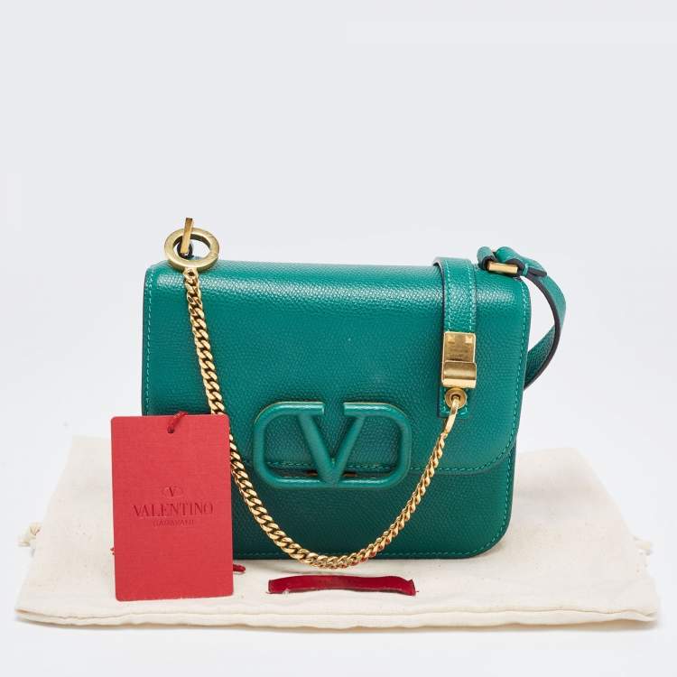 Pre Owned Valentino Green Leather VSling Shoulder Bag