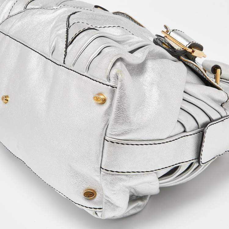 مملوكة مسبقًا Valentino Silver Leather Front Pocket Satchel