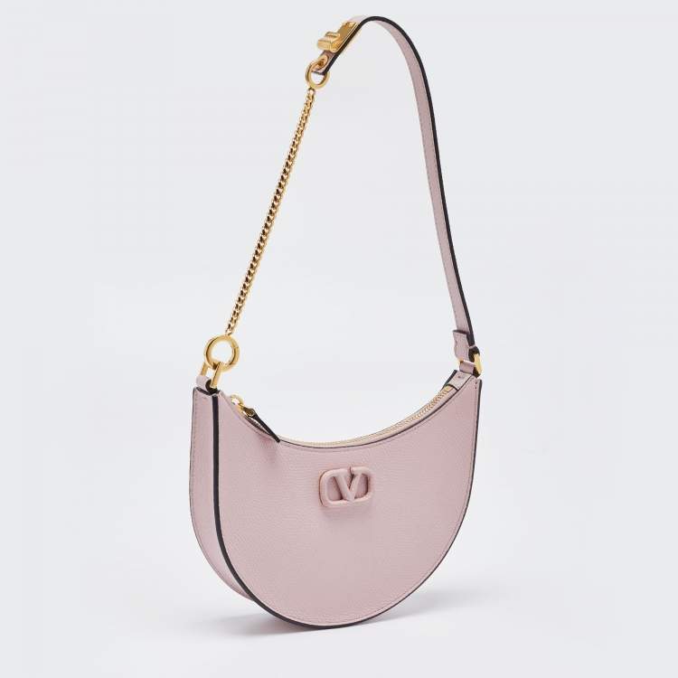 Pre Owned Valentino Pink Leather Mini VLogo Hobo
