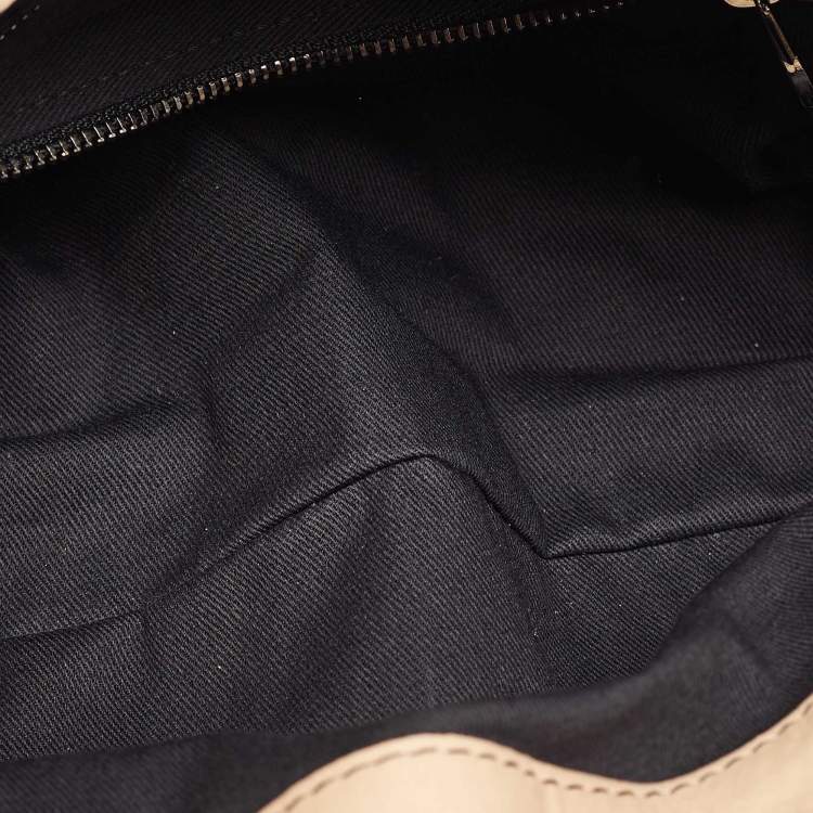 Pre Owned Valentino Beige/Black Leather and Watersnake Lacca Fleur Frame Satchel