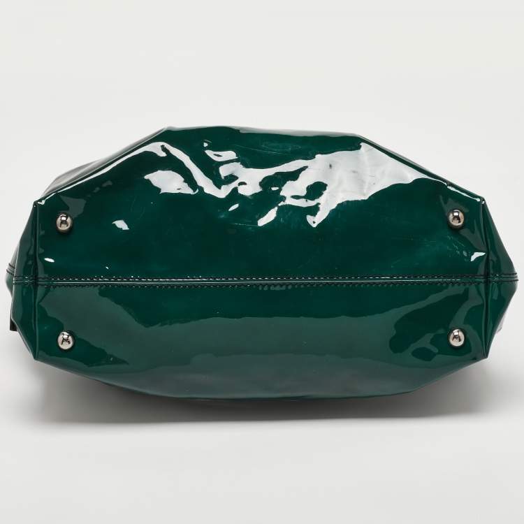 Pre Owned Valentino Green Patent Leather Chain Tote