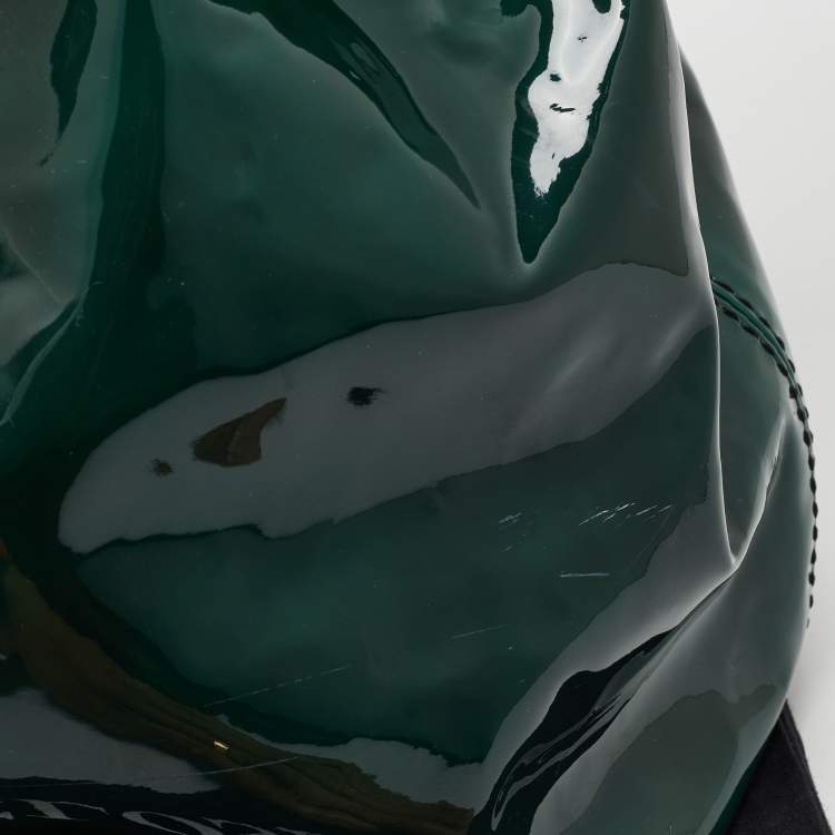 Pre Owned Valentino Green Patent Leather Chain Tote