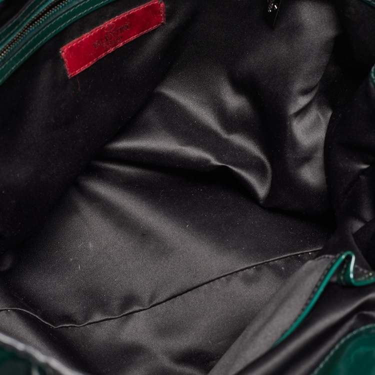 Pre Owned Valentino Green Patent Leather Chain Tote