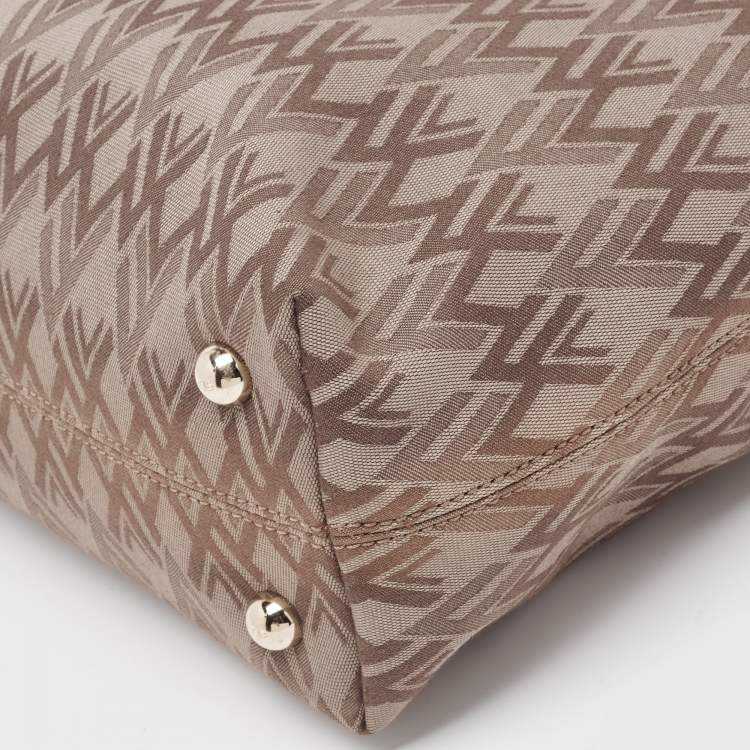 Pre Owned Valentino Multicolor V Print Canvas and Leather Shopper Tote